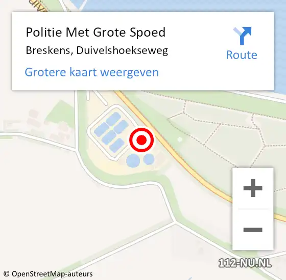 Locatie op kaart van de 112 melding: Politie Met Grote Spoed Naar Breskens, Duivelshoekseweg op 8 mei 2022 14:24