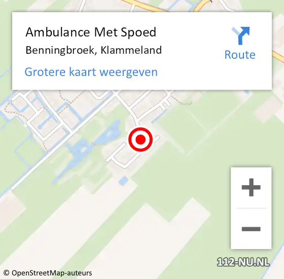 Locatie op kaart van de 112 melding: Ambulance Met Spoed Naar Benningbroek, Klammeland op 8 mei 2022 14:27