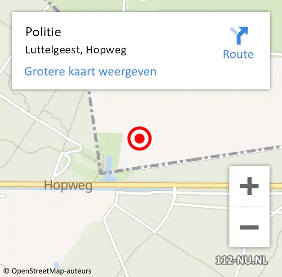 Locatie op kaart van de 112 melding: Politie Luttelgeest, Hopweg op 8 mei 2022 15:08