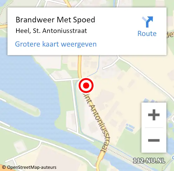 Locatie op kaart van de 112 melding: Brandweer Met Spoed Naar Heel, St. Antoniusstraat op 8 mei 2022 15:17