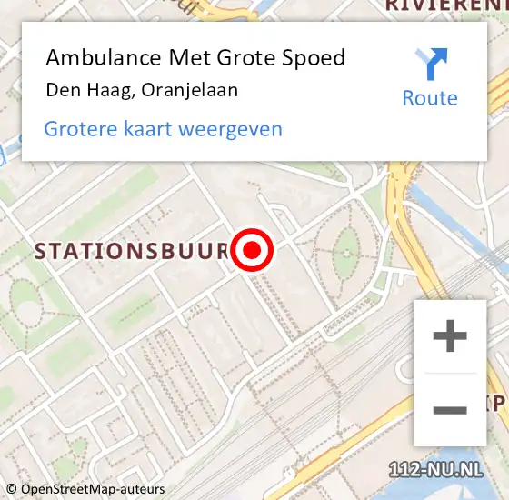 Locatie op kaart van de 112 melding: Ambulance Met Grote Spoed Naar Den Haag, Oranjelaan op 8 mei 2022 15:33