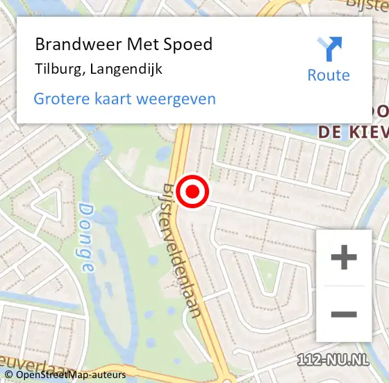 Locatie op kaart van de 112 melding: Brandweer Met Spoed Naar Tilburg, Langendijk op 8 mei 2022 15:45