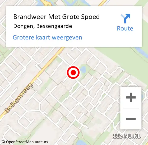 Locatie op kaart van de 112 melding: Brandweer Met Grote Spoed Naar Dongen, Bessengaarde op 8 mei 2022 15:51