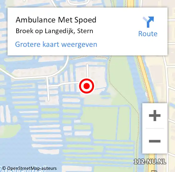 Locatie op kaart van de 112 melding: Ambulance Met Spoed Naar Broek op Langedijk, Stern op 8 mei 2022 15:56