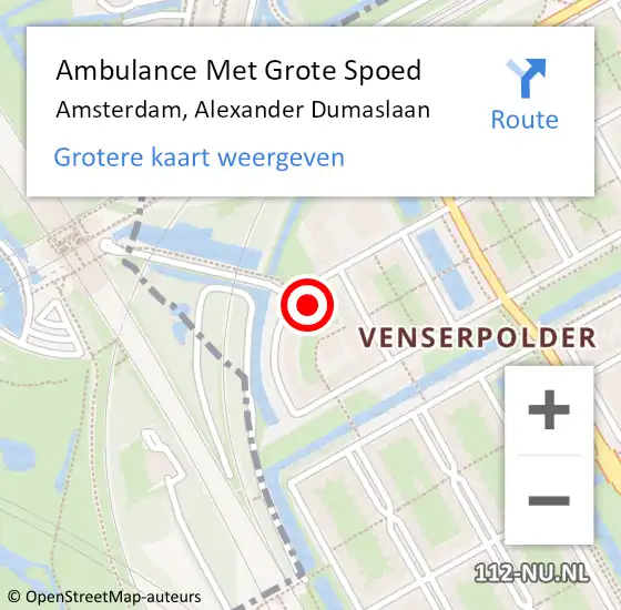 Locatie op kaart van de 112 melding: Ambulance Met Grote Spoed Naar Amsterdam-Zuidoost, Alexander Dumaslaan op 8 mei 2022 16:18