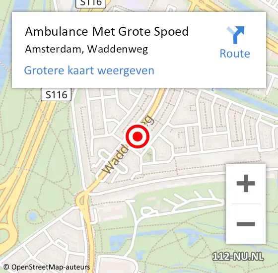 Locatie op kaart van de 112 melding: Ambulance Met Grote Spoed Naar Amsterdam, Waddenweg op 8 mei 2022 16:23
