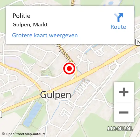 Locatie op kaart van de 112 melding: Politie Gulpen, Markt op 8 mei 2022 16:43