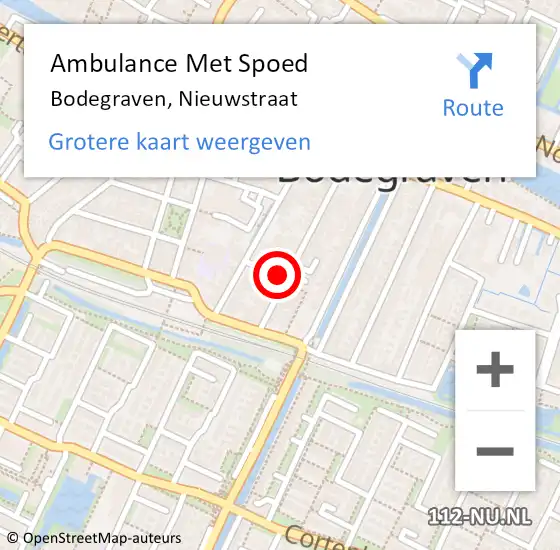 Locatie op kaart van de 112 melding: Ambulance Met Spoed Naar Bodegraven, Nieuwstraat op 8 mei 2022 16:46