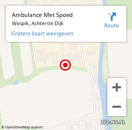 Locatie op kaart van de 112 melding: Ambulance Met Spoed Naar Waspik, Achterste Dijk op 16 juli 2014 18:47