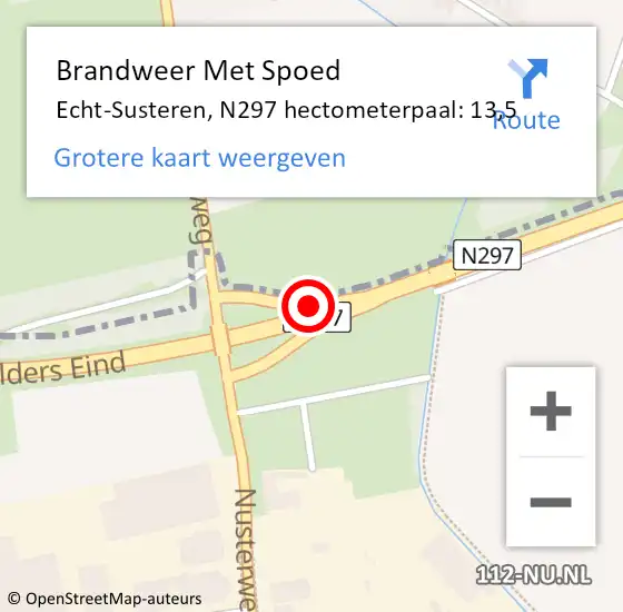 Locatie op kaart van de 112 melding: Brandweer Met Spoed Naar Echt-Susteren, N297 hectometerpaal: 13,5 op 8 mei 2022 17:08