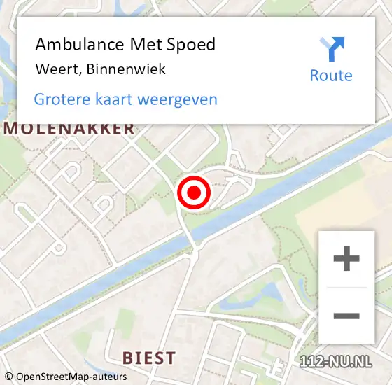 Locatie op kaart van de 112 melding: Ambulance Met Spoed Naar Weert, Binnenwiek op 8 mei 2022 17:10