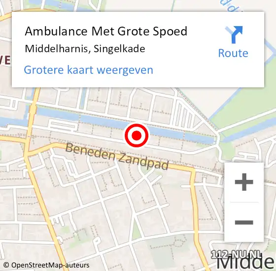 Locatie op kaart van de 112 melding: Ambulance Met Grote Spoed Naar Middelharnis, Singelkade op 8 mei 2022 17:24