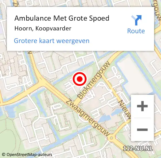 Locatie op kaart van de 112 melding: Ambulance Met Grote Spoed Naar Hoorn, Koopvaarder op 8 mei 2022 17:34