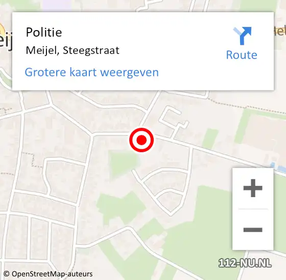 Locatie op kaart van de 112 melding: Politie Meijel, Steegstraat op 8 mei 2022 17:41