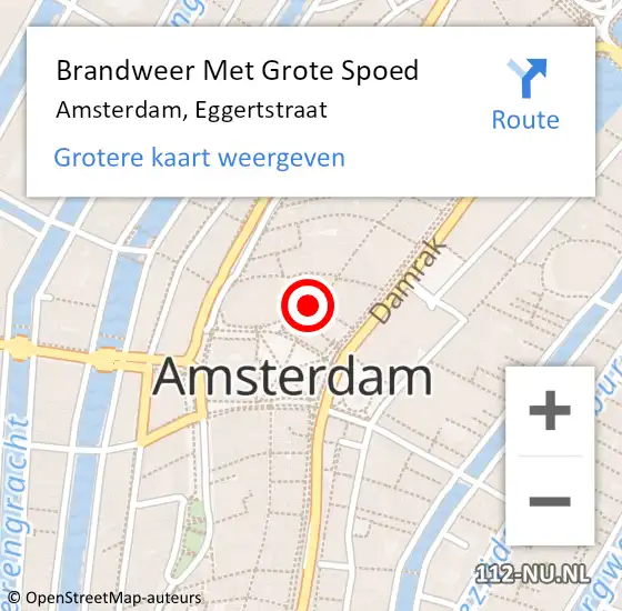 Locatie op kaart van de 112 melding: Brandweer Met Grote Spoed Naar Amsterdam, Eggertstraat op 8 mei 2022 17:53