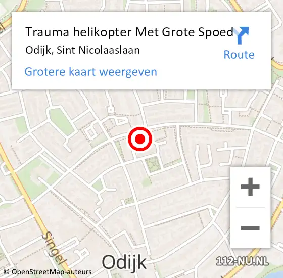 Locatie op kaart van de 112 melding: Trauma helikopter Met Grote Spoed Naar Odijk, Sint Nicolaaslaan op 8 mei 2022 17:59