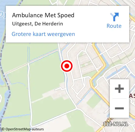 Locatie op kaart van de 112 melding: Ambulance Met Spoed Naar Uitgeest, De Herderin op 8 mei 2022 18:01