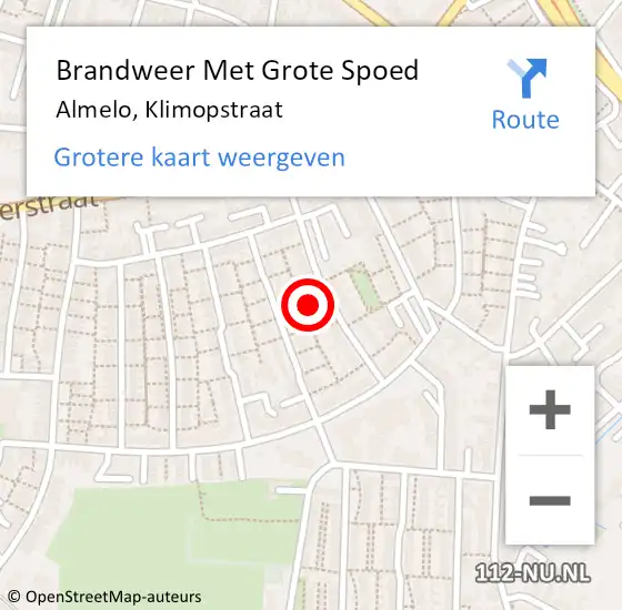 Locatie op kaart van de 112 melding: Brandweer Met Grote Spoed Naar Almelo, Klimopstraat op 8 mei 2022 18:09