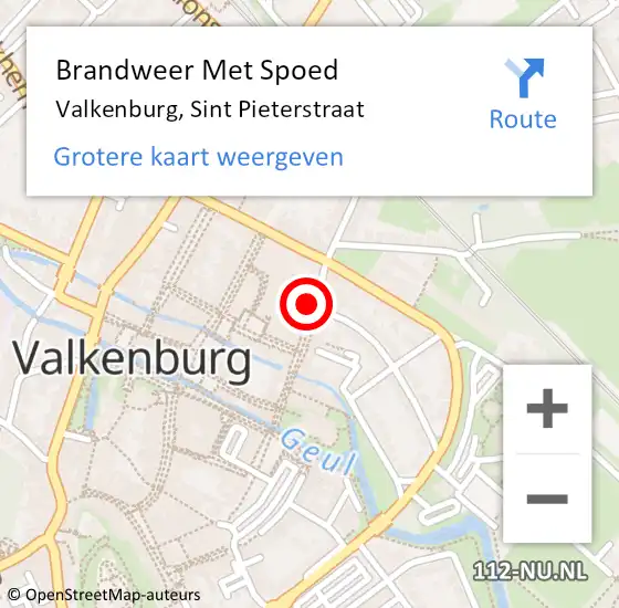 Locatie op kaart van de 112 melding: Brandweer Met Spoed Naar Valkenburg, Sint Pieterstraat op 8 mei 2022 18:28