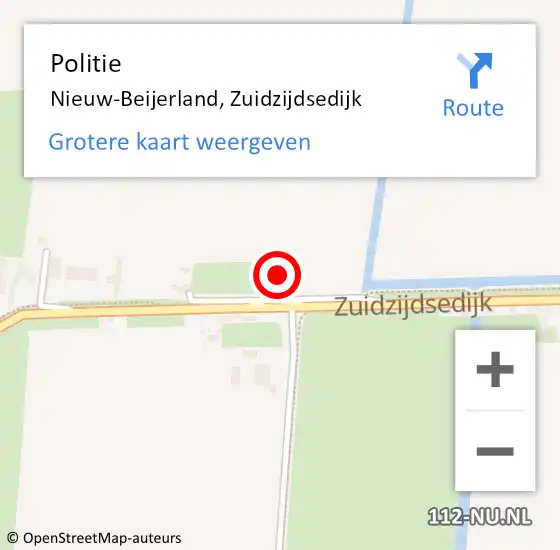 Locatie op kaart van de 112 melding: Politie Nieuw-Beijerland, Zuidzijdsedijk op 16 juli 2014 18:54