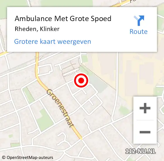 Locatie op kaart van de 112 melding: Ambulance Met Grote Spoed Naar Rheden, Klinker op 8 mei 2022 18:53