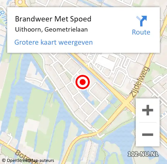 Locatie op kaart van de 112 melding: Brandweer Met Spoed Naar Uithoorn, Geometrielaan op 8 mei 2022 19:15