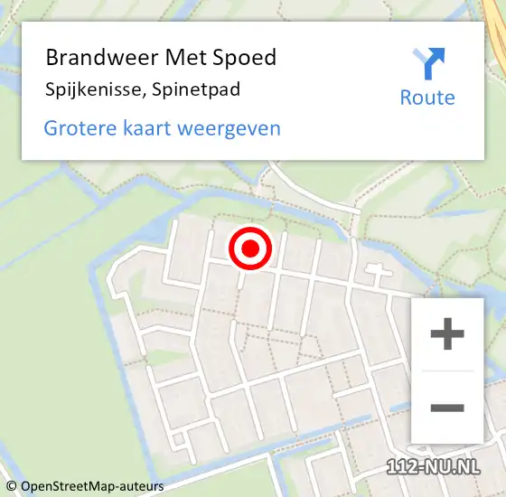 Locatie op kaart van de 112 melding: Brandweer Met Spoed Naar Spijkenisse, Spinetpad op 8 mei 2022 19:36