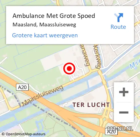 Locatie op kaart van de 112 melding: Ambulance Met Grote Spoed Naar Maasland, Maassluiseweg op 8 mei 2022 19:47