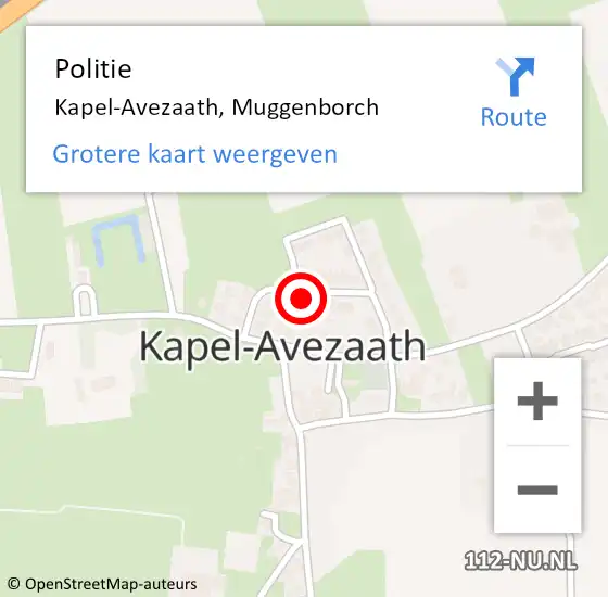 Locatie op kaart van de 112 melding: Politie Kapel-Avezaath, Muggenborch op 8 mei 2022 19:51