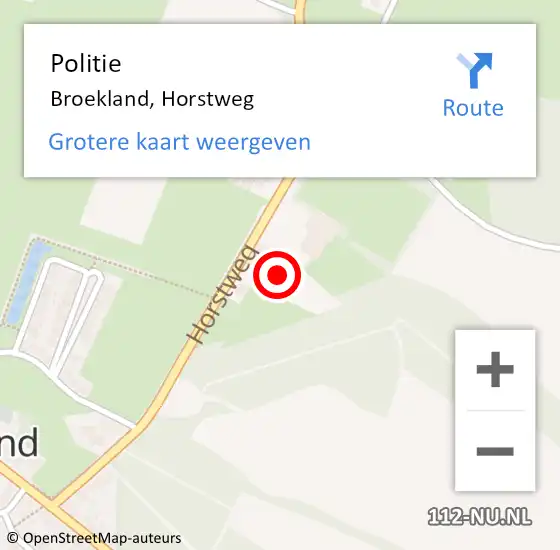 Locatie op kaart van de 112 melding: Politie Broekland, Horstweg op 8 mei 2022 20:09