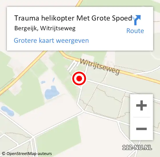 Locatie op kaart van de 112 melding: Trauma helikopter Met Grote Spoed Naar Bergeijk, Witrijtseweg op 8 mei 2022 20:15