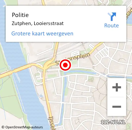 Locatie op kaart van de 112 melding: Politie Zutphen, Looiersstraat op 8 mei 2022 20:21