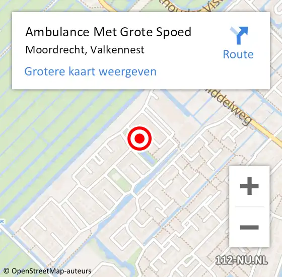 Locatie op kaart van de 112 melding: Ambulance Met Grote Spoed Naar Moordrecht, Valkennest op 8 mei 2022 20:43