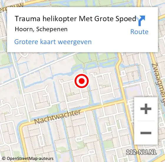 Locatie op kaart van de 112 melding: Trauma helikopter Met Grote Spoed Naar Hoorn, Schepenen op 8 mei 2022 20:49