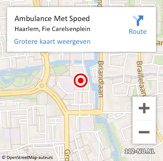 Locatie op kaart van de 112 melding: Ambulance Met Spoed Naar Haarlem, Fie Carelsenplein op 8 mei 2022 20:50