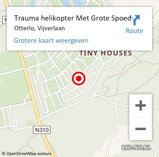 Locatie op kaart van de 112 melding: Trauma helikopter Met Grote Spoed Naar Otterlo, Vijverlaan op 8 mei 2022 20:54