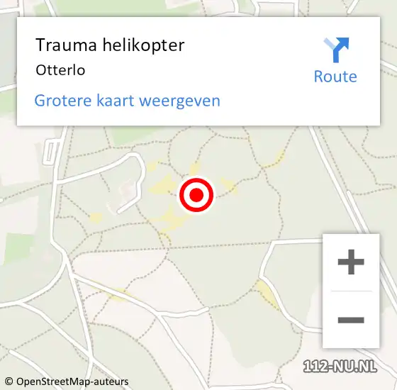 Locatie op kaart van de 112 melding: Trauma helikopter Otterlo op 8 mei 2022 20:56