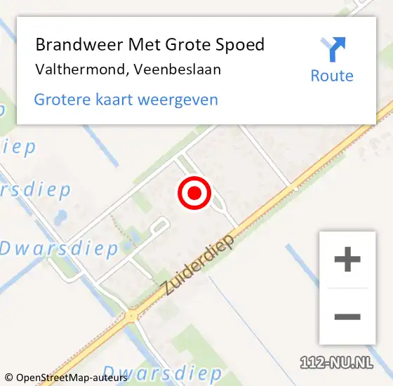 Locatie op kaart van de 112 melding: Brandweer Met Grote Spoed Naar Valthermond, Veenbeslaan op 8 mei 2022 21:01