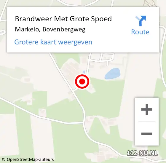 Locatie op kaart van de 112 melding: Brandweer Met Grote Spoed Naar Markelo, Bovenbergweg op 8 mei 2022 21:14