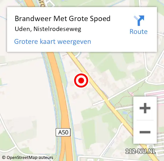 Locatie op kaart van de 112 melding: Brandweer Met Grote Spoed Naar Uden, Nistelrodeseweg op 8 mei 2022 21:36
