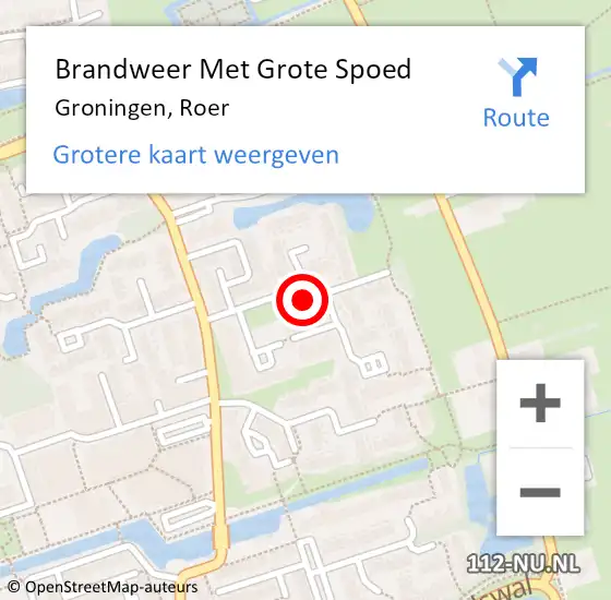 Locatie op kaart van de 112 melding: Brandweer Met Grote Spoed Naar Groningen, Roer op 8 mei 2022 21:50