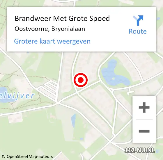 Locatie op kaart van de 112 melding: Brandweer Met Grote Spoed Naar Oostvoorne, Bryonialaan op 8 mei 2022 21:52