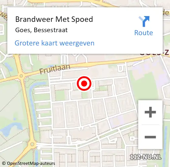 Locatie op kaart van de 112 melding: Brandweer Met Spoed Naar Goes, Bessestraat op 8 mei 2022 21:58