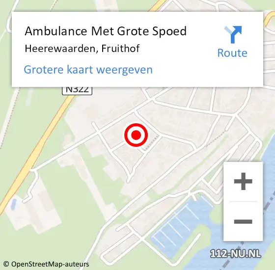 Locatie op kaart van de 112 melding: Ambulance Met Grote Spoed Naar Heerewaarden, Fruithof op 8 mei 2022 22:18