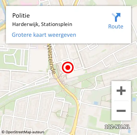 Locatie op kaart van de 112 melding: Politie Harderwijk, Stationsplein op 8 mei 2022 22:27