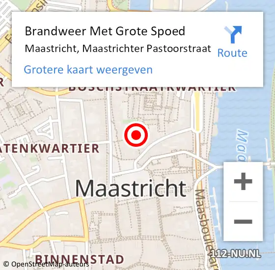 Locatie op kaart van de 112 melding: Brandweer Met Grote Spoed Naar Maastricht, Maastrichter Pastoorstraat op 8 mei 2022 22:52