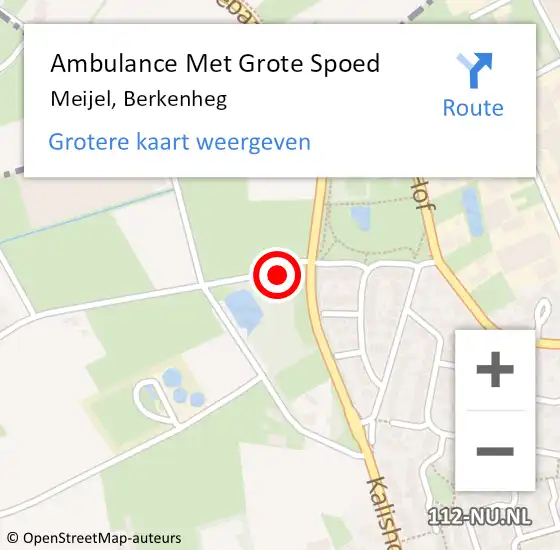 Locatie op kaart van de 112 melding: Ambulance Met Grote Spoed Naar Meijel, Berkenheg op 9 mei 2022 00:02