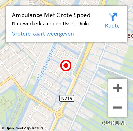 Locatie op kaart van de 112 melding: Ambulance Met Grote Spoed Naar Nieuwerkerk aan den IJssel, Dinkel op 9 mei 2022 00:55