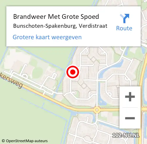 Locatie op kaart van de 112 melding: Brandweer Met Grote Spoed Naar Bunschoten-Spakenburg, Verdistraat op 9 mei 2022 01:29