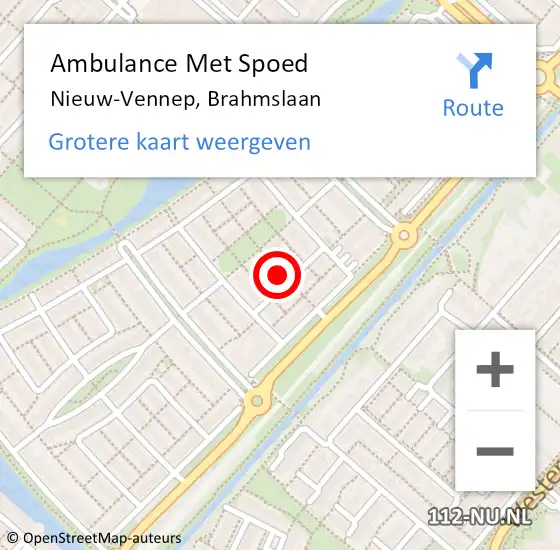 Locatie op kaart van de 112 melding: Ambulance Met Spoed Naar Nieuw-Vennep, Brahmslaan op 9 mei 2022 01:38